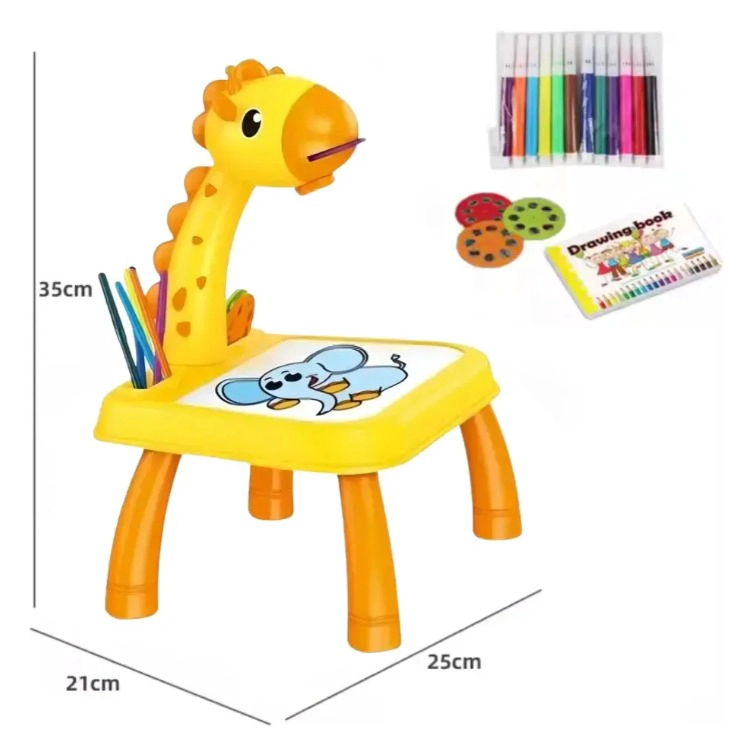MINI PROYECTOR MESA DE DIBUJO PARA NIÑOS JIRAFA JUGUETE DIDACTICO AMARILLO - 2