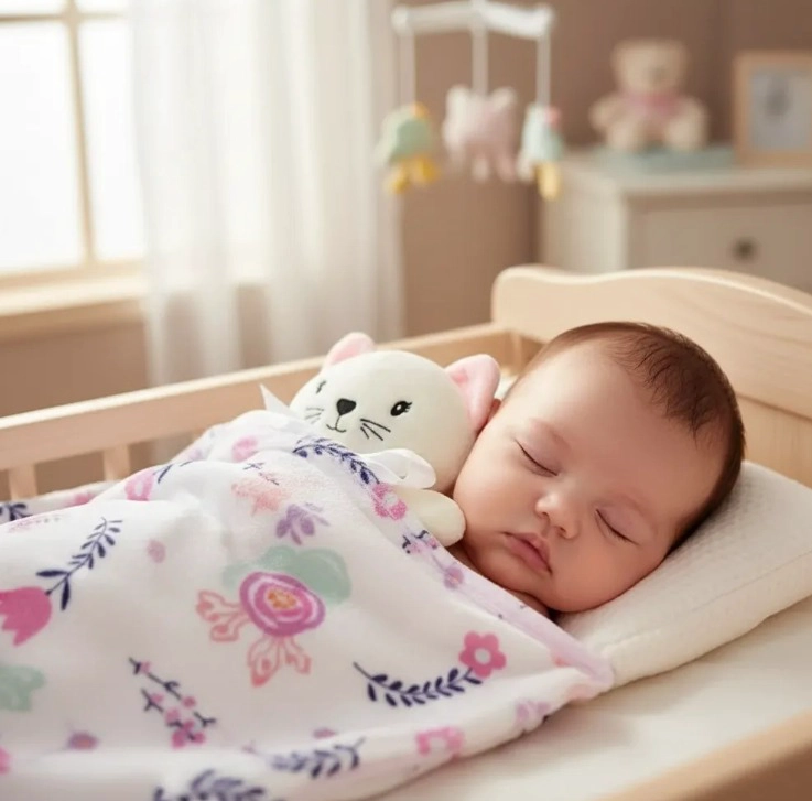 MANTA CON PELUCHE DE APEGO PARA BEBES FRAZADA SUAVE GATITO ROSA - 1