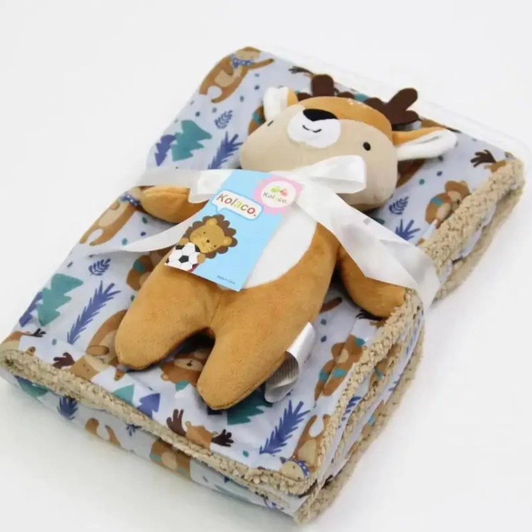 MANTA CON PELUCHE DE APEGO PARA BEBES FRAZADA SUAVE RENO - 2