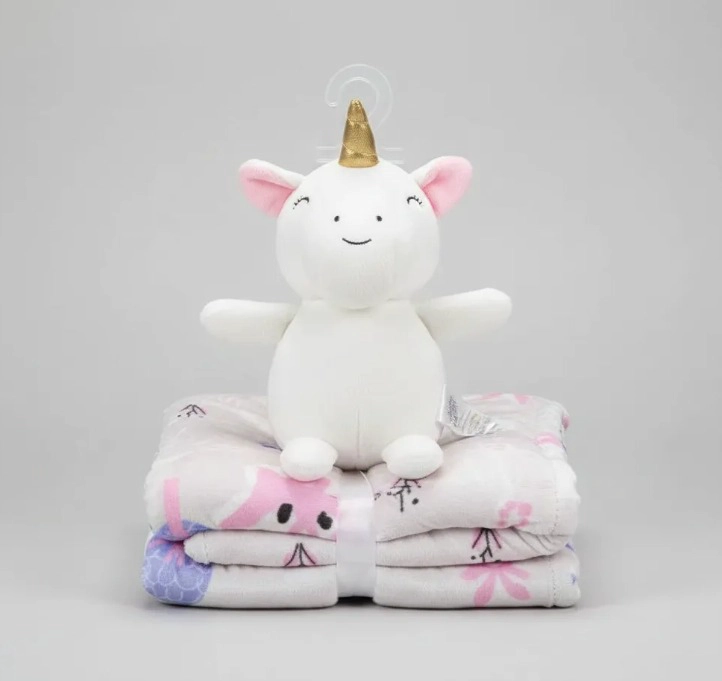 MANTA CON PELUCHE DE APEGO PARA BEBES FRAZADA SUAVE UNICORNIO - 3