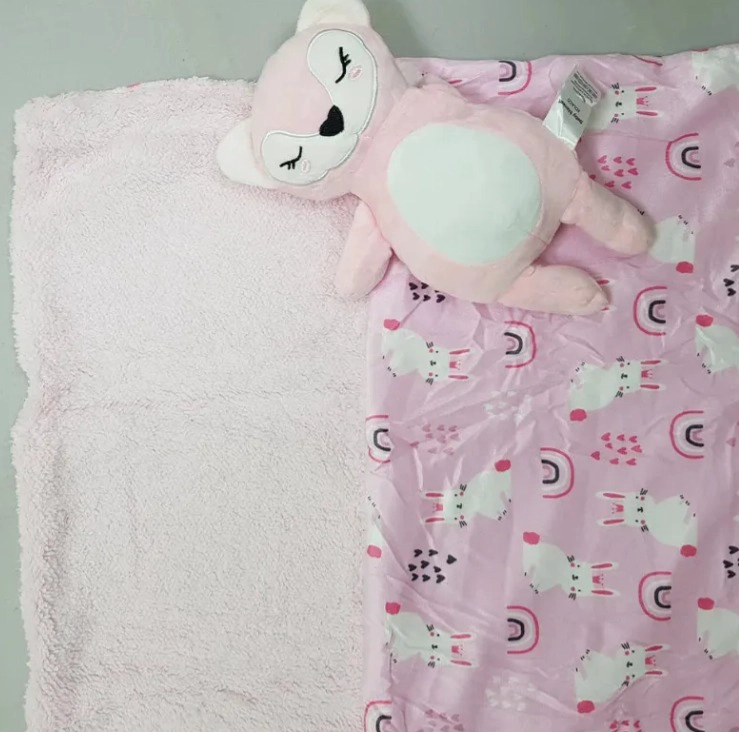 MANTA CON PELUCHE DE APEGO PARA BEBES FRAZADA SUAVE ZORRITA ROSA - 2