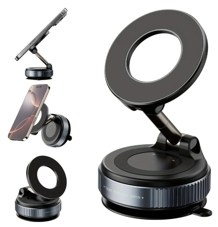 SOPORTE MAGNE TICO GIRATORIO PARA TELE FONO CELULAR  K007 NEGRO - 4