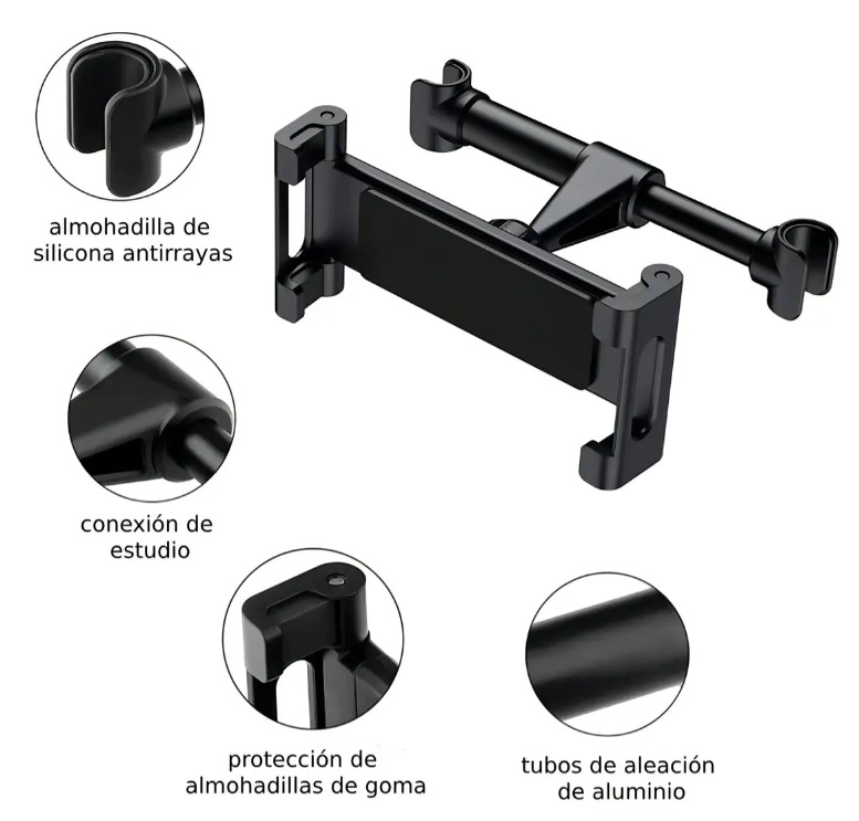 SOPORTE PARA AUTO REPOSACABEZAS TABLET TELE FONO 4-12 AJUSTABLE - 2