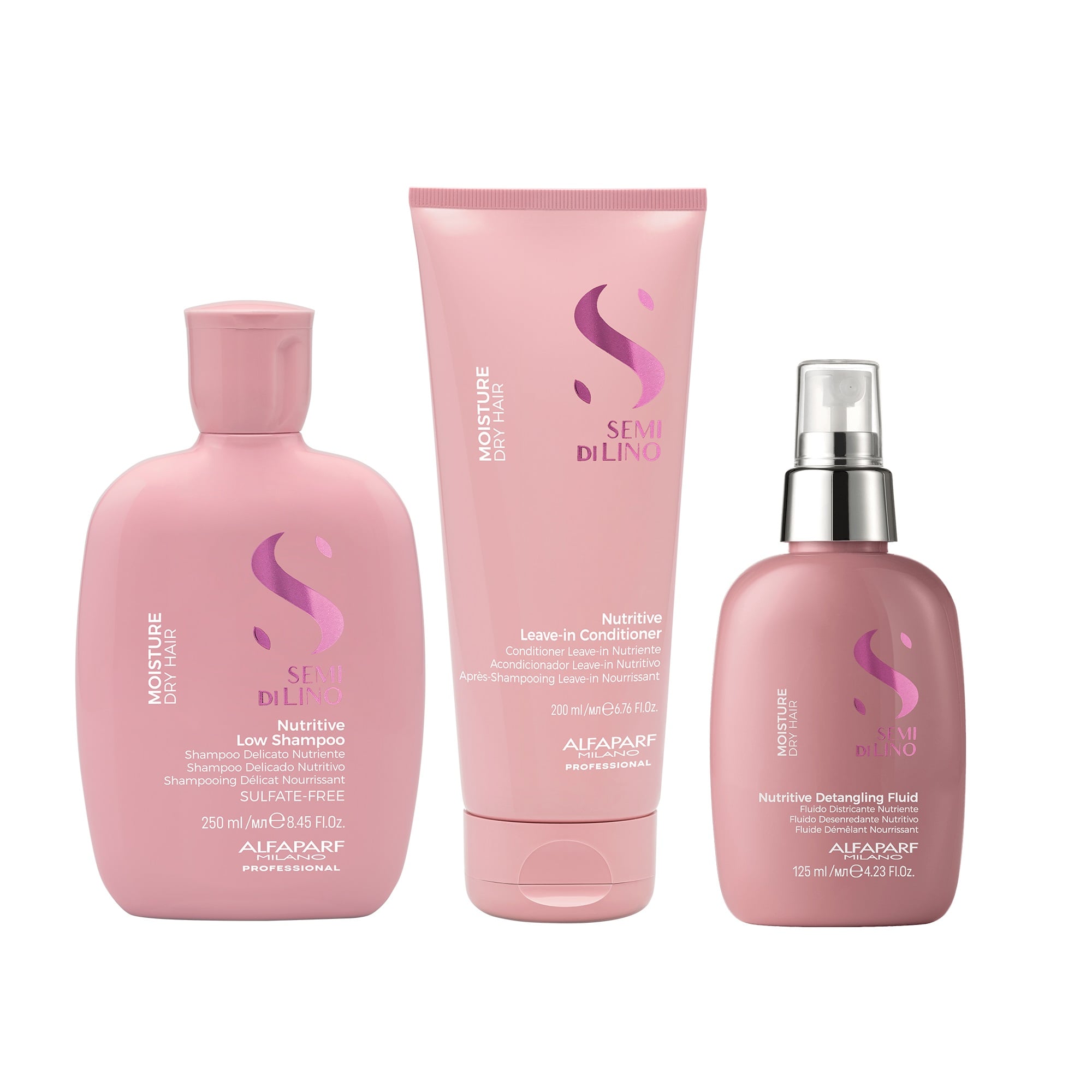 KIT ALFAPARF SHAMPOO ACONDICIONADOR Y SERUM FLUIDO NUTRICIÓN SEMI DI LINO - 1