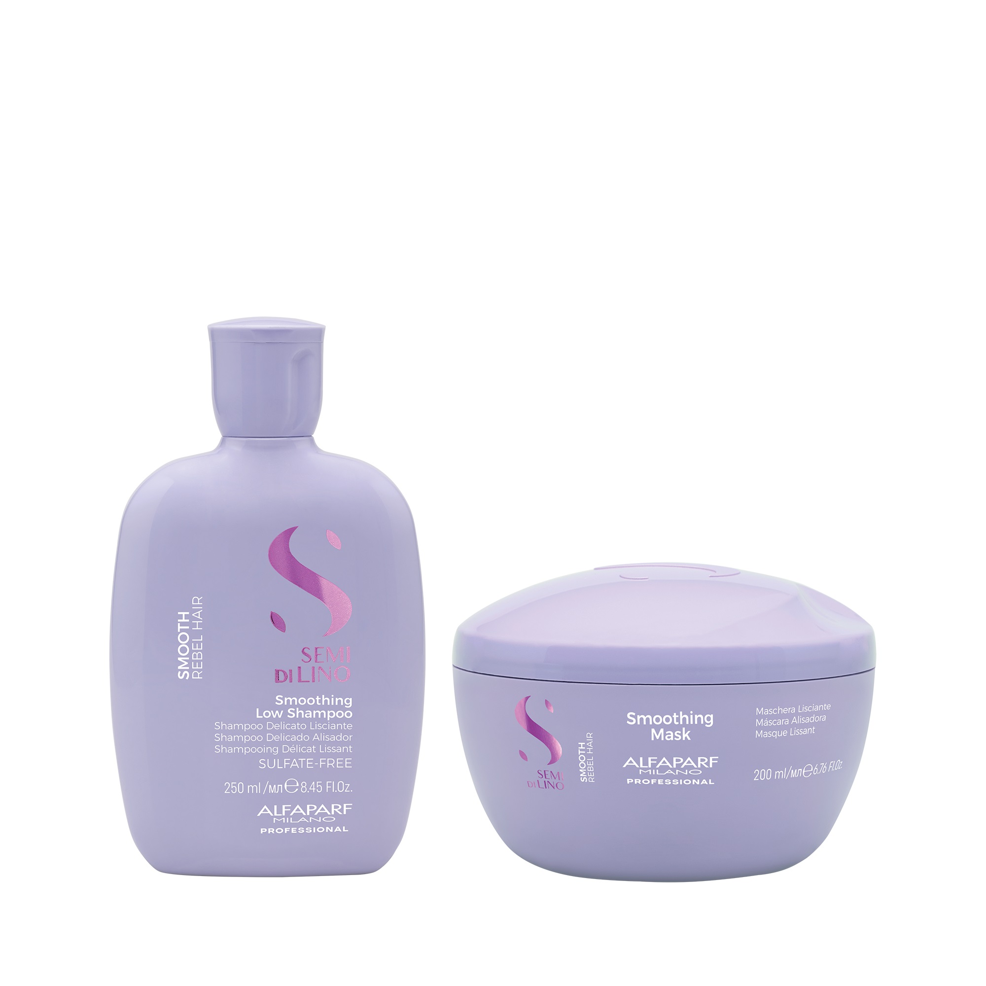 ALFAPARF SHAMPOO + MASCARA ALISADORA CABELLOS REBELDES SEMI DI LINO SMOOTH - 1