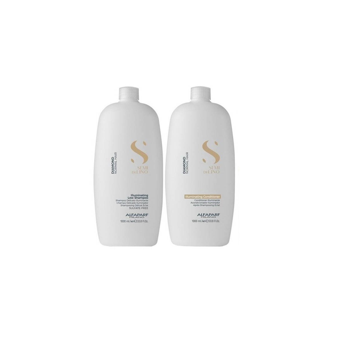 PACK ALFAPARF 1000 ML SHAMPOO Y ACONDICIONADOR DIAMOND SEMI DI LINO - 1