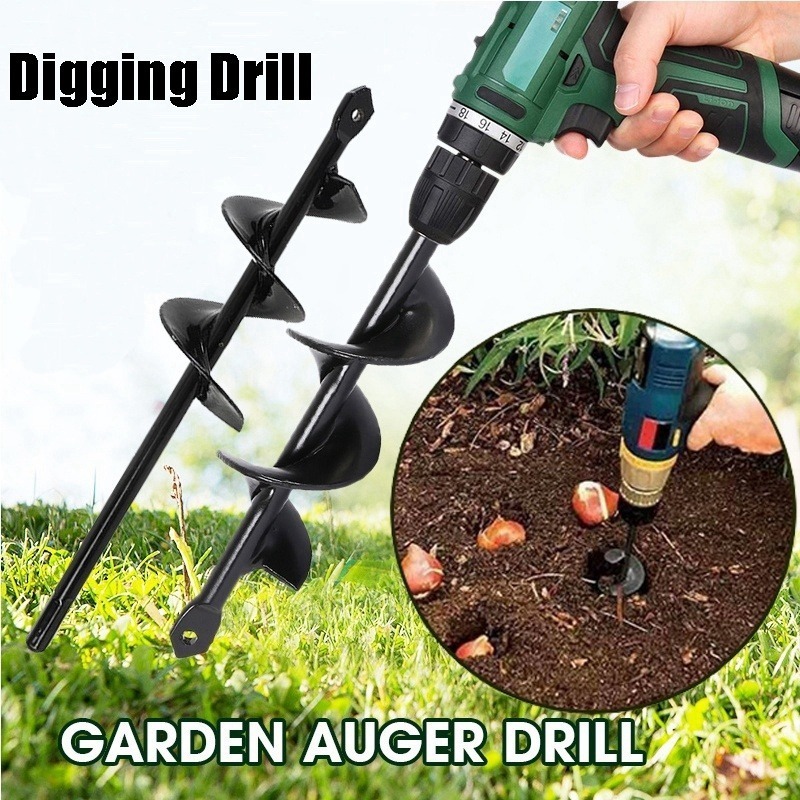BROCA ESPIRAL DE ACERO/CARBONO PARA JARDINERÍA/MACETA 8X25CM - 1