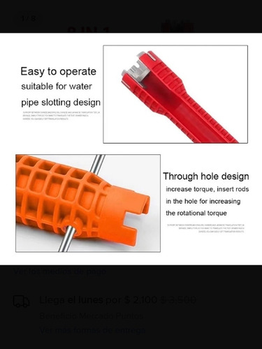 LLAVE MULTIFUNCIONAL DE REPARACIÓN DE LAVABOS Y BAÑO - 3