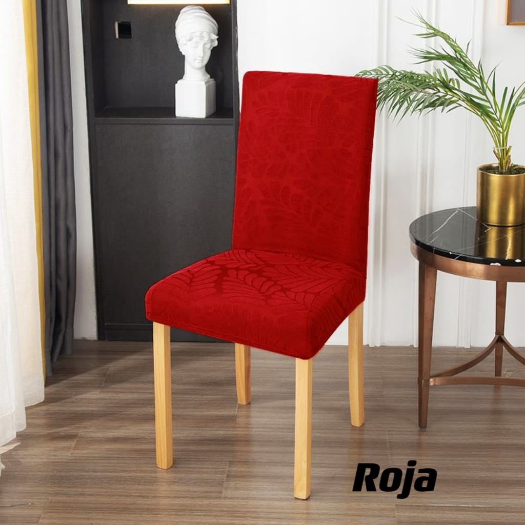 CUBRE SILLA ANGELES DEL HOGAR PACK 6 LISA CON DISEÑO HOJA - 1