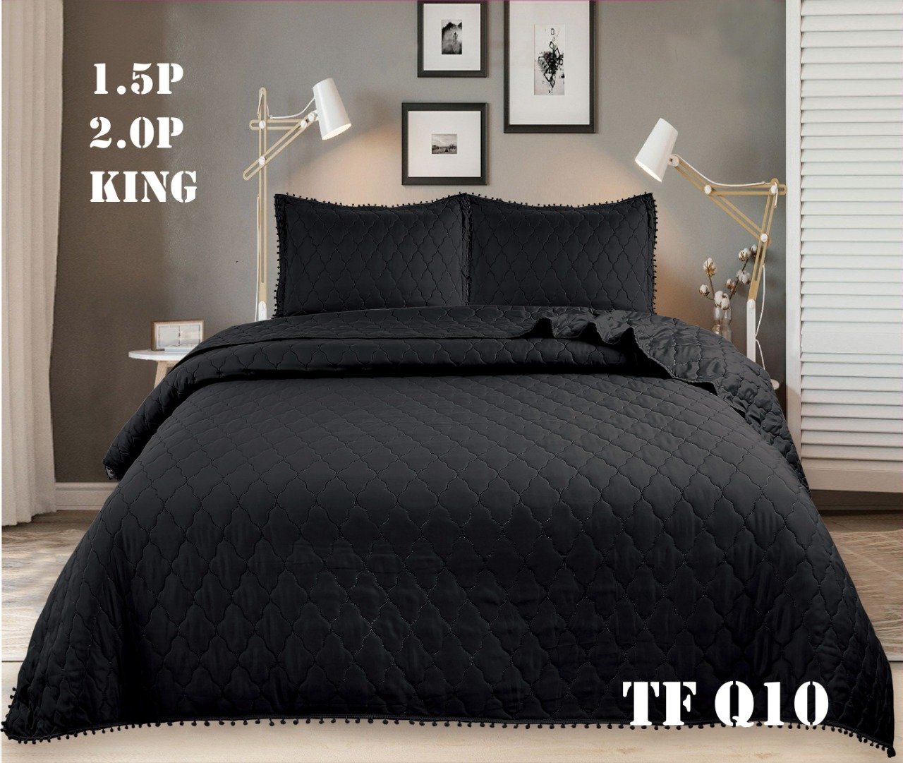 CUBRECAMA ANGELES DEL HOGAR 1.5 PLAZAS ALGODÓN QUILT VERANO CON POMPONES PREMIUM - 1