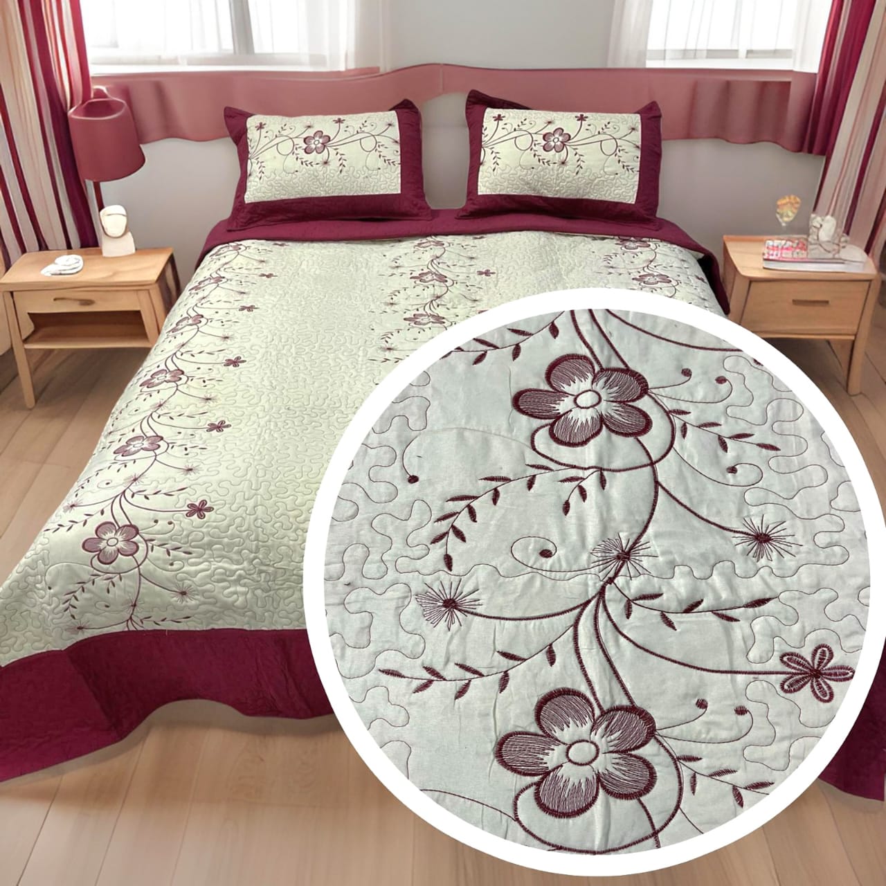 COBERTOR ANGELES DEL HOGAR 2 PLAZAS QUILT BORDADO VERANO - 1