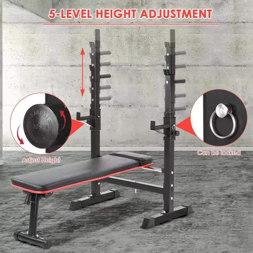 PRESS BANCA ABDOMINAL ANGELES DEL HOGAR RECLINABLE RACK PESAS 5 NIVEL BOOMFIT - 5