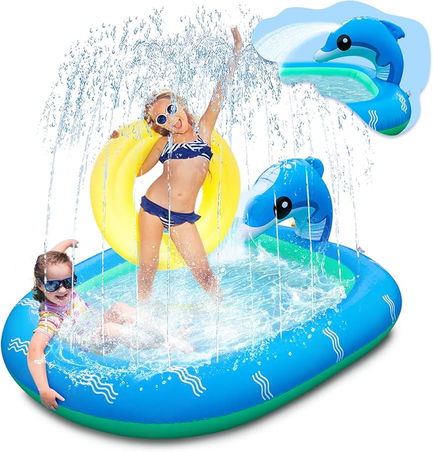PISCINA INFLABLE ANGELES DEL HOGAR 45X110 CM CON DELFIN Y LANZA AGUA - 2