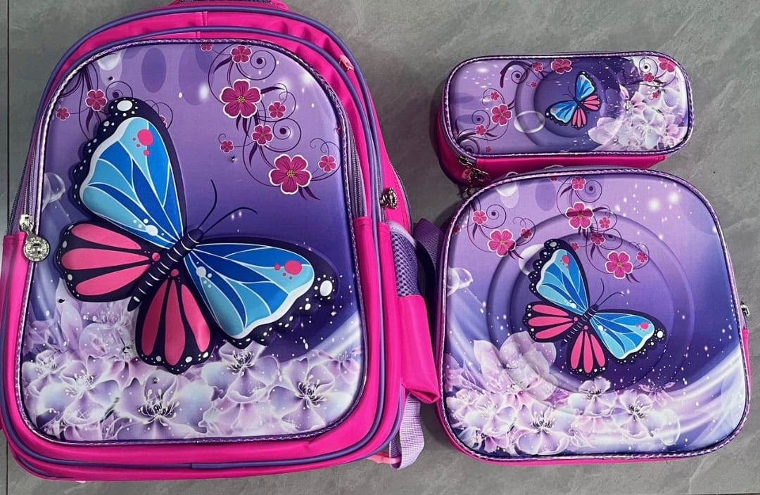 MOCHILA ESCOLAR INFANTIL 3D MAS LONCHERA Y ESTUCHE - 1