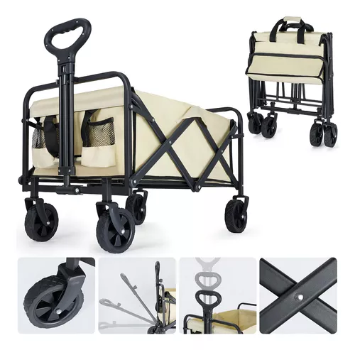 CARRITO PLEGABLE ORGANIZADOR CAMPING CARGA PEQUEÑO BEIGE - 2