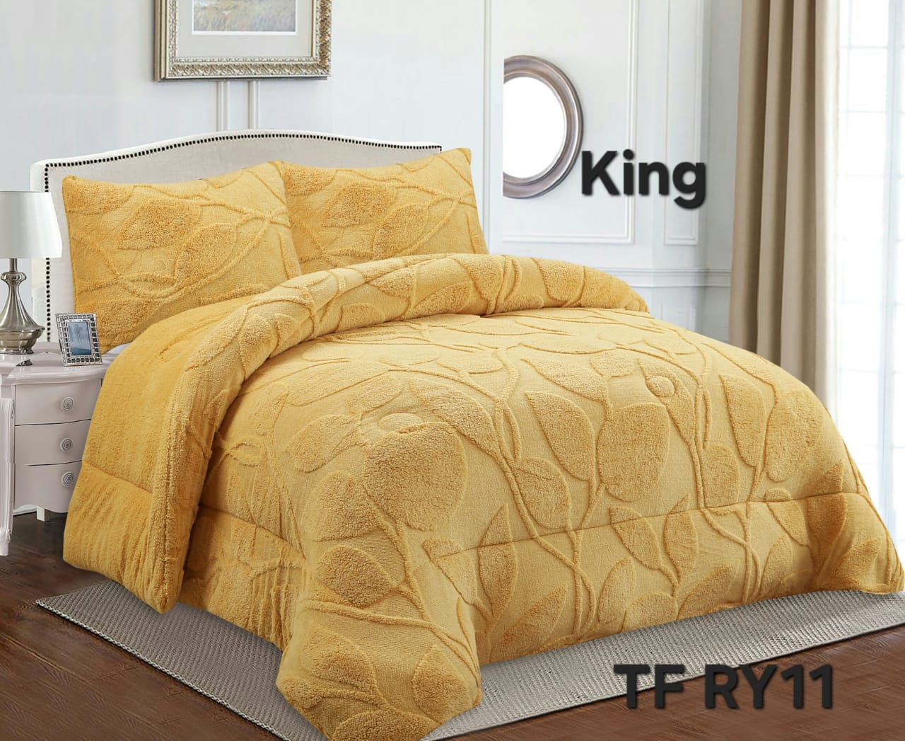 COBERTOR DE INVIERNO CON DISEÑO DE HOJAS KING - 1