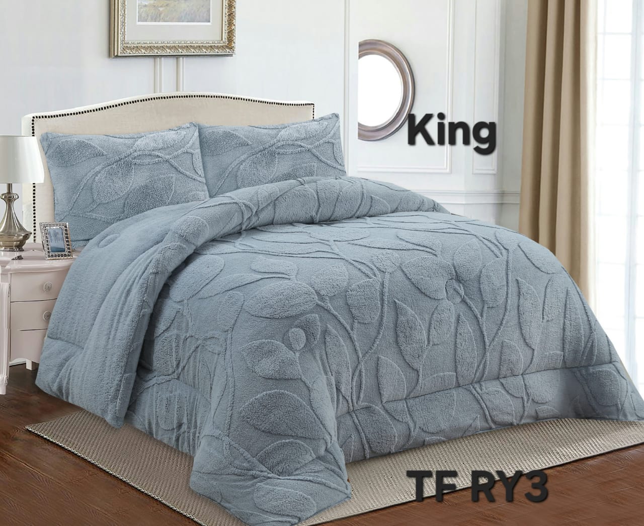 COBERTOR DE INVIERNO CON DISEÑO DE HOJAS KING - 1