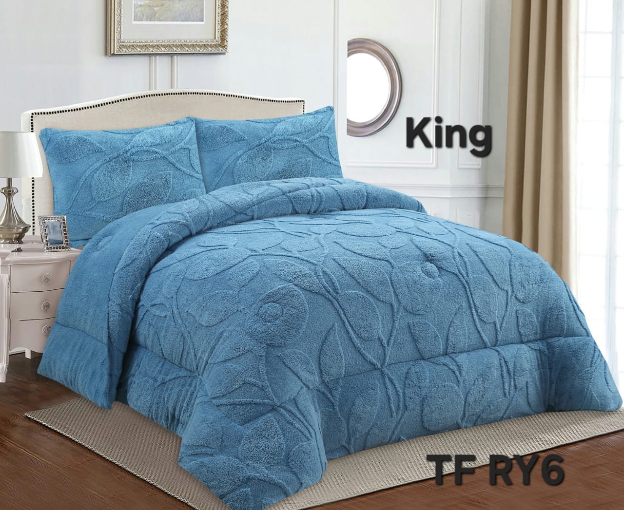 COBERTOR DE INVIERNO CON DISEÑO DE HOJAS KING - 1