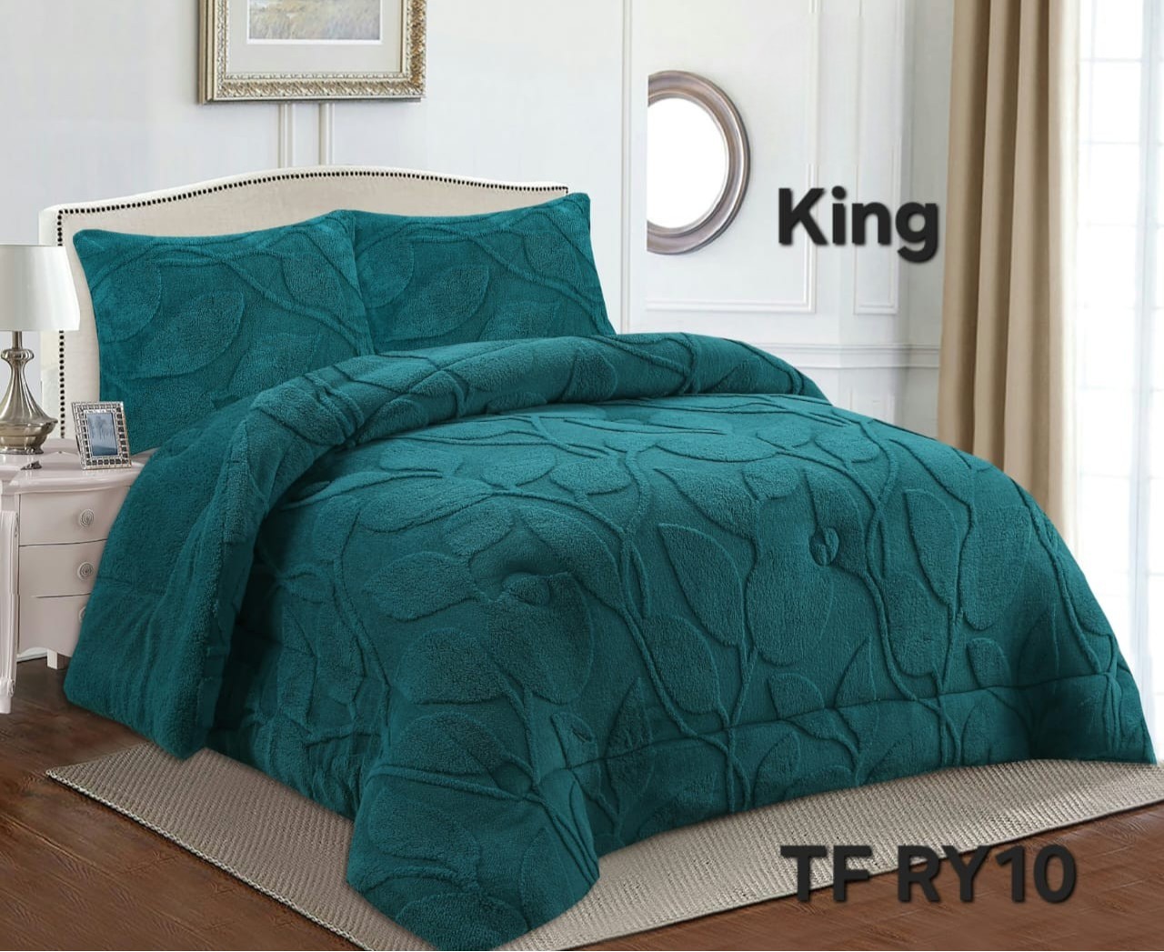 COBERTOR DE INVIERNO CON DISEÑO DE HOJAS KING - 1