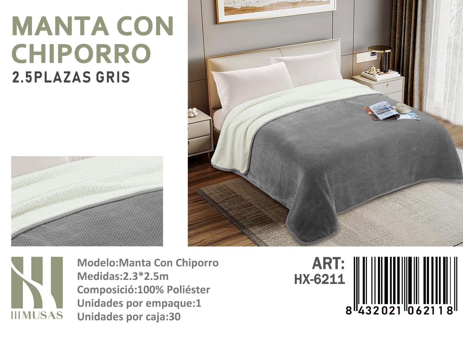 FRASADA CON CHIPORRO DISEÑO LISO KING - 1