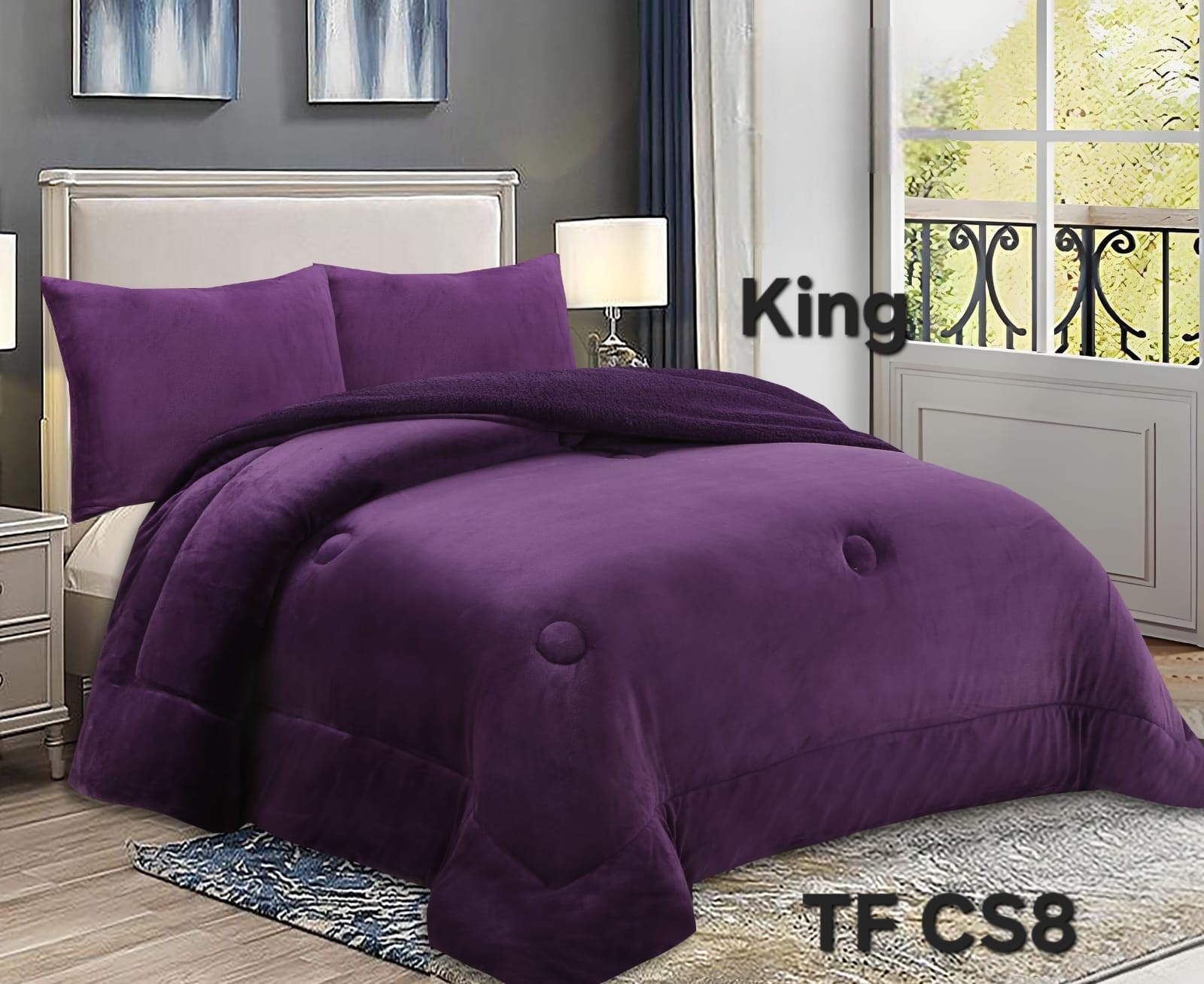 COBERTOR DE INVIERNO PLUSH LISO TAMANO KING