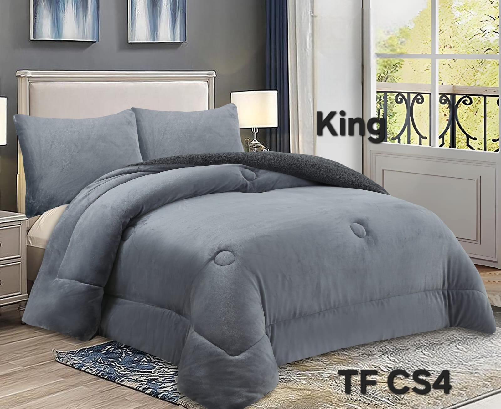 COBERTOR DE INVIERNO PLUSH LISO TAMANO KING