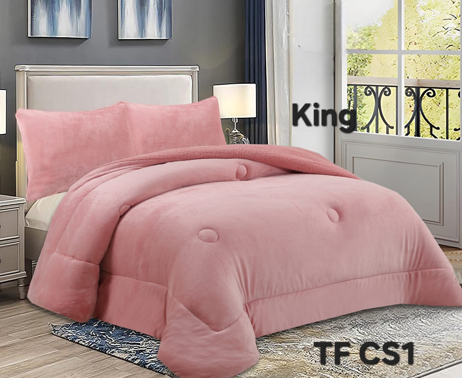 COBERTOR DE INVIERNO PLUSH LISO TAMAÑO KING - 1