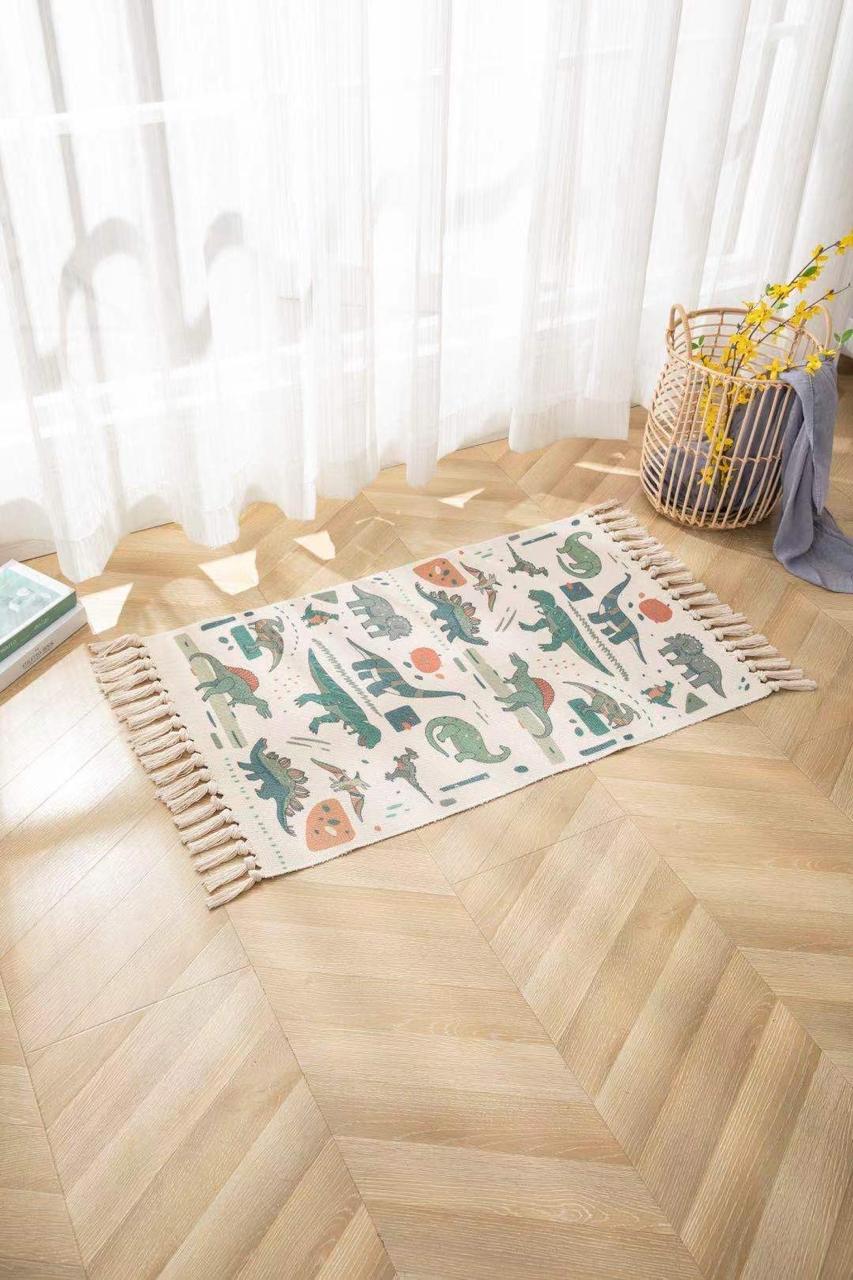 ALFOMBRA PEQUEÑA DE LINO Y ALGODÓN DE ESTILO NÓRDICO Y BOHEMIO 60X90CM - 1