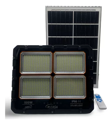 REFLECTOR SOLAR MCASA 500W LED LUZ BLANCA EXTERIOR CARCASA NEGRO - 1