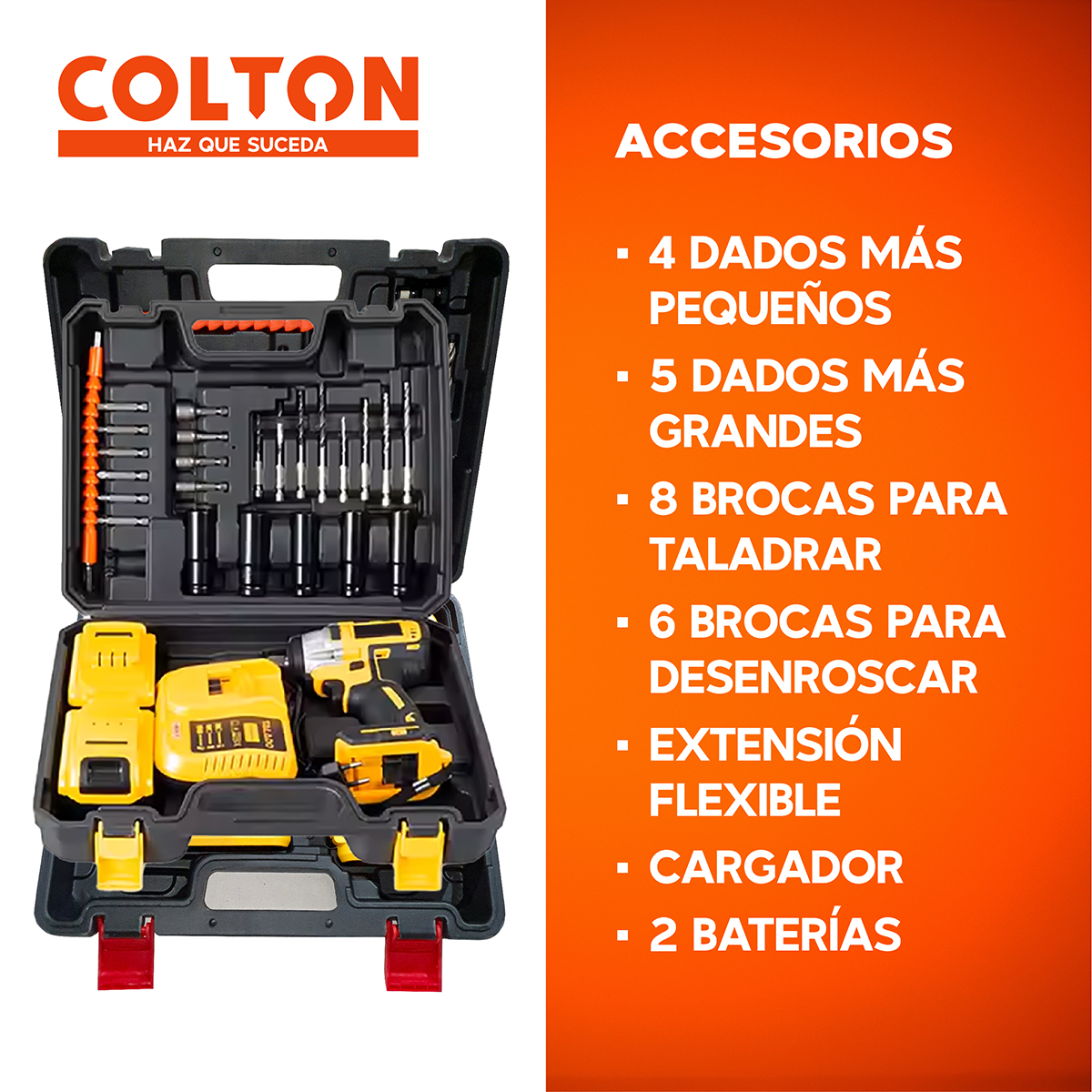 LLAVE IMPACTO 350N/M + ACCESORIOS + 2 BATERÍAS - 2