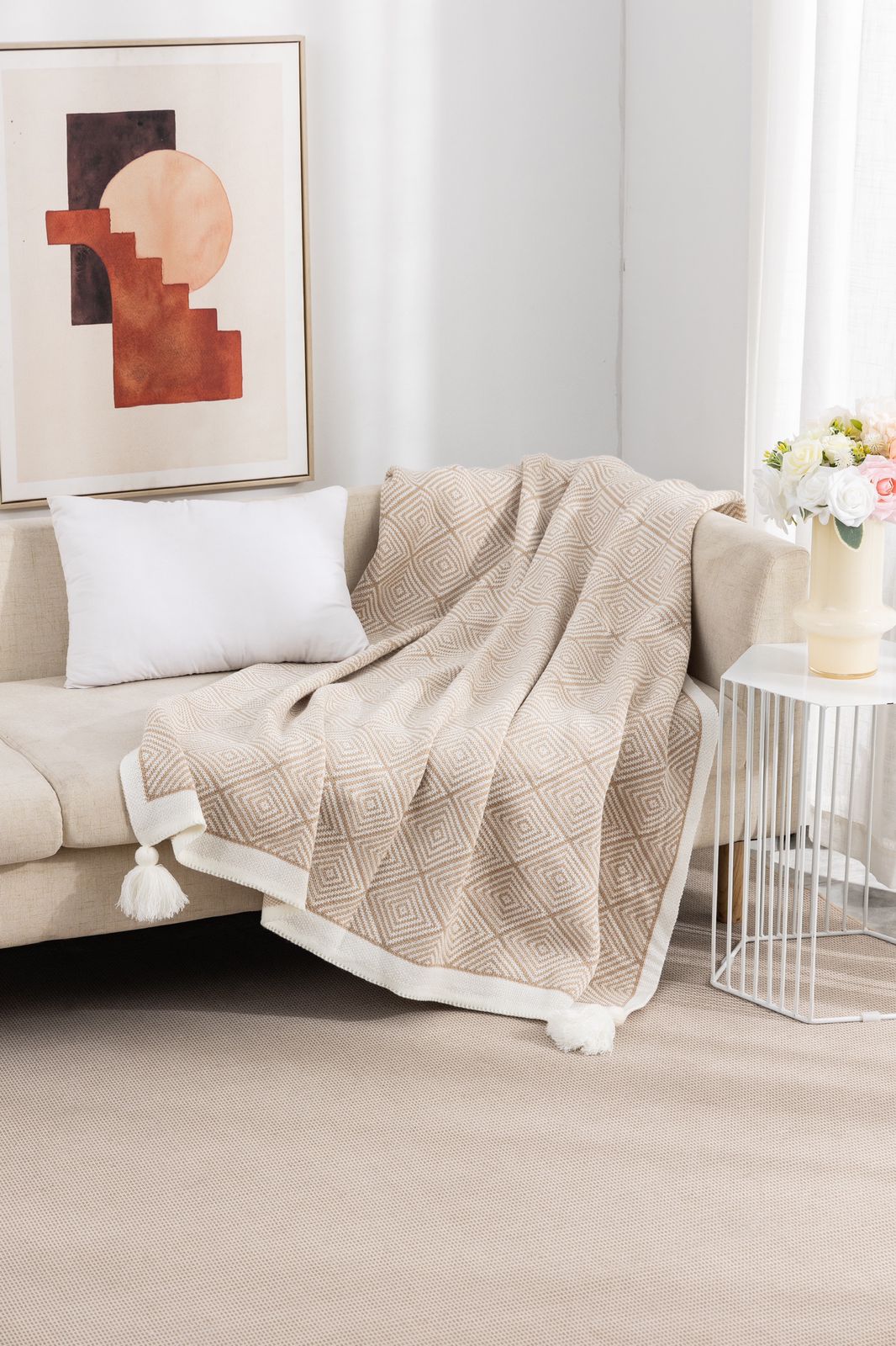 MANTAS PARA SOFA CON POMPONES - 1