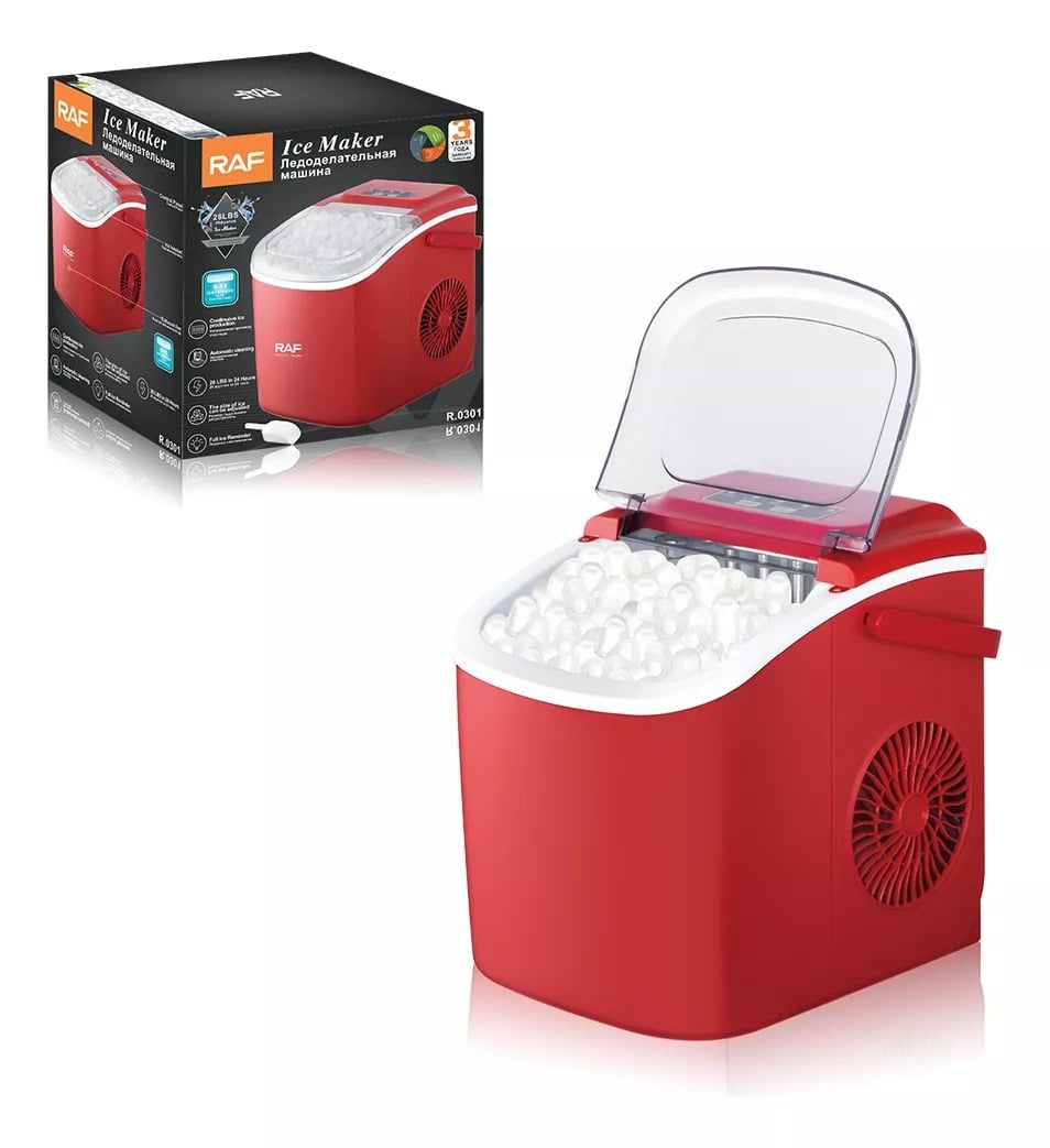 MAQUINA DE HIELO EXPRESS 26LBS COMPACTA PORTÁTIL HOGAR RED R-0301 - 1