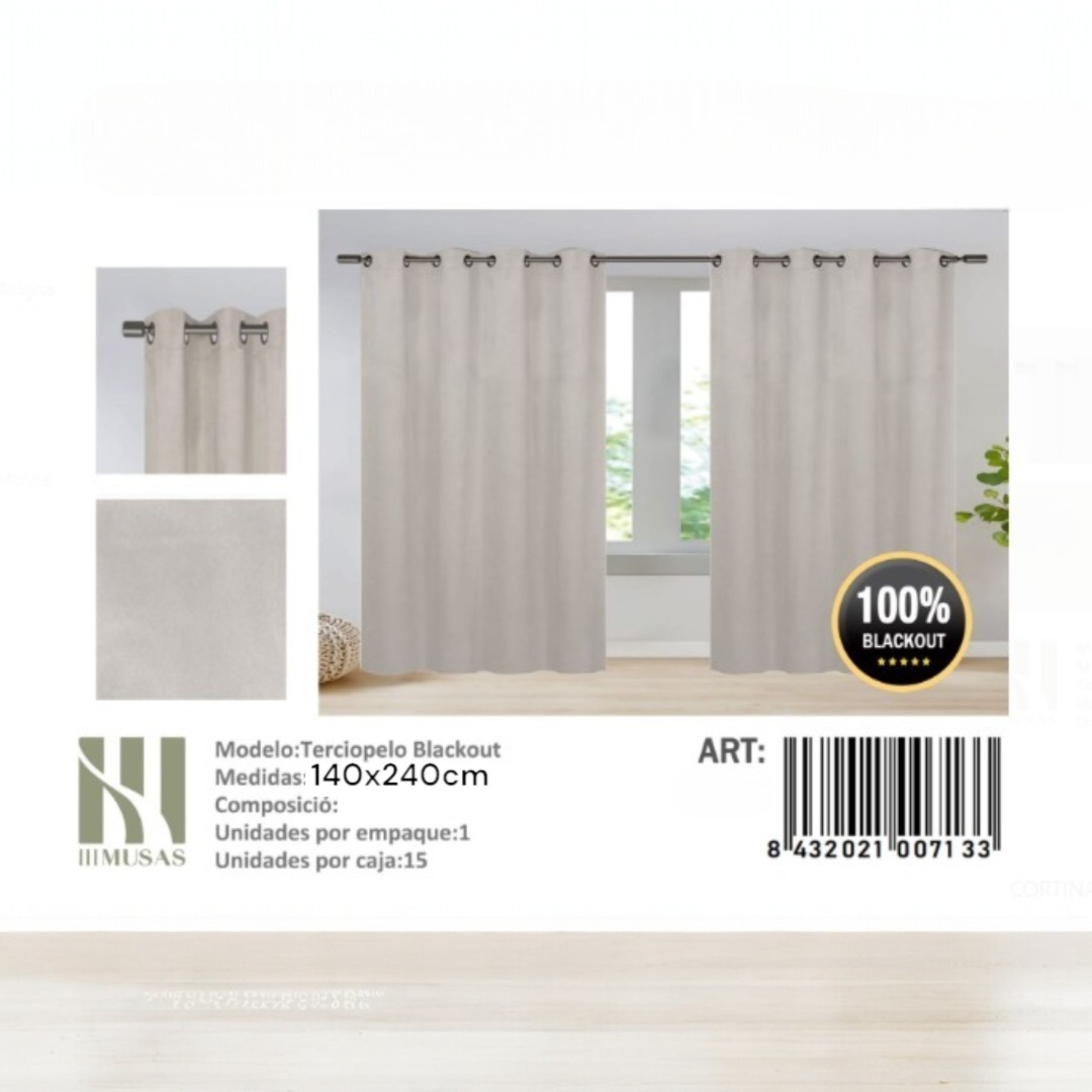 SET DE CORTINAS BLACKOUT TERCIOPELO 140X240CM - 1