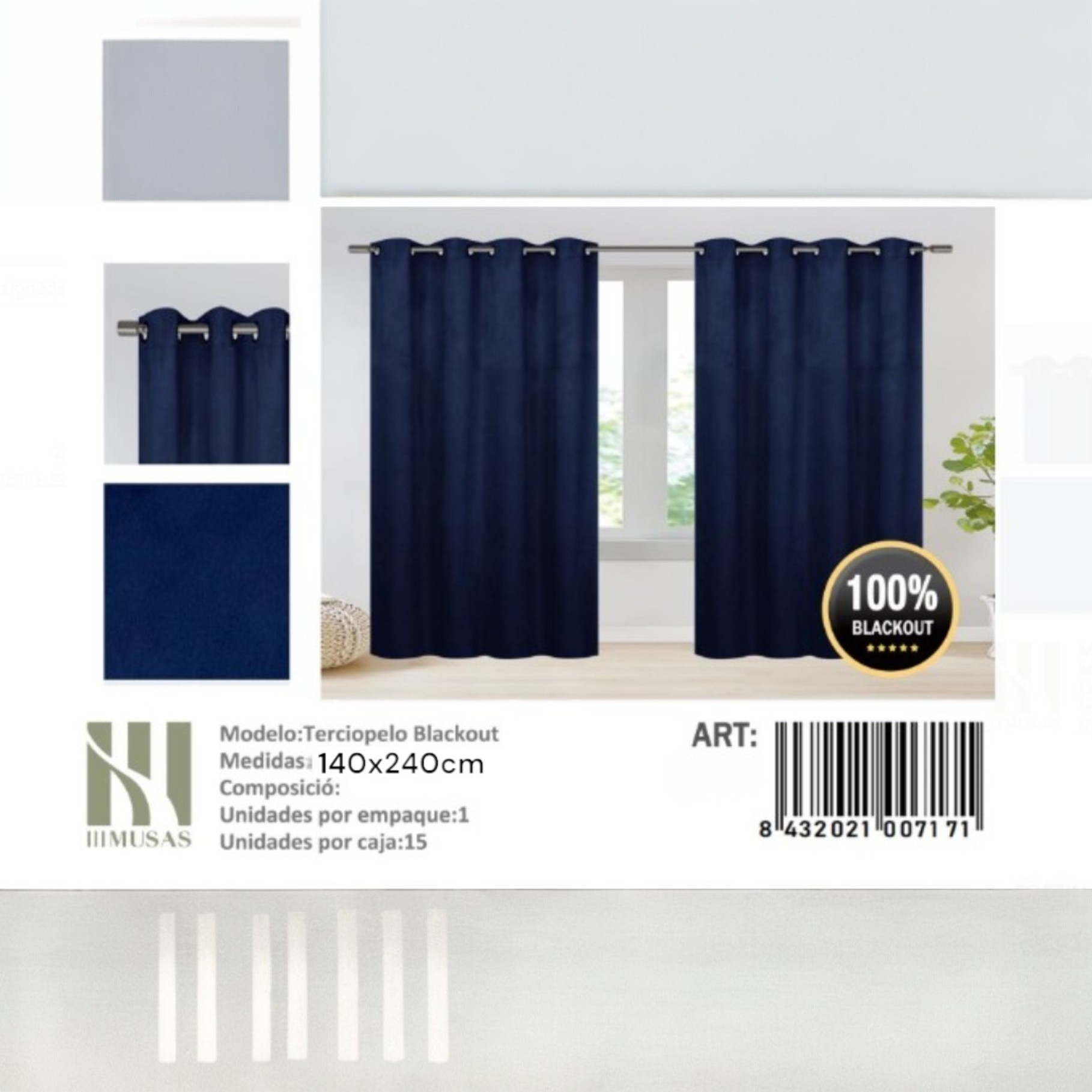 SET DE CORTINAS BLACKOUT TERCIOPELO 140X240CM - 1