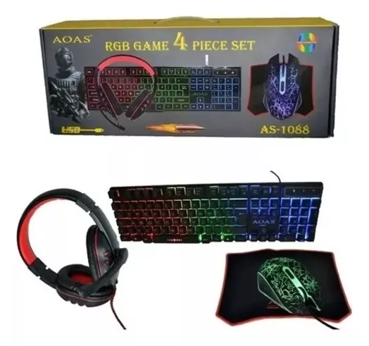 SET GAMER PARA PC TECLADO MOUSE AUDIFONOS MOUSEPAD - 2