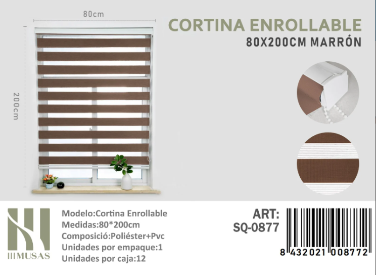 CORTINA ROLLER DUO LISA 80CM X 200CM - 1