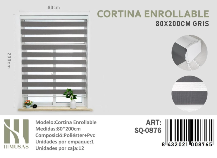 CORTINA ROLLER DUO LISA 80CM X 200CM - 1