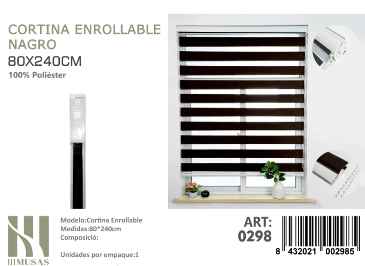 CORTINA ROLLER DUO LISA 80CM X 240CM - 1