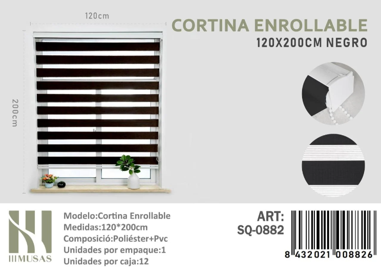 CORTINA ROLLER DUO LISA 120CM X 200CM - 1