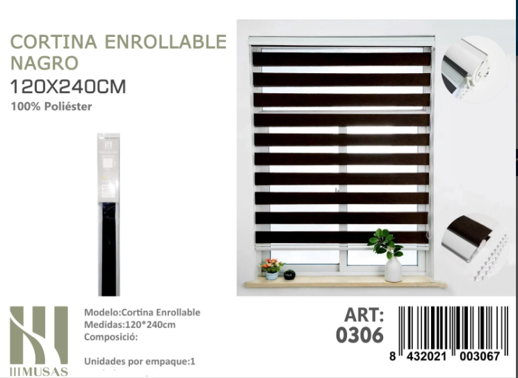 CORTINA ROLLER DUO LISA 120CM X 240CM - 1