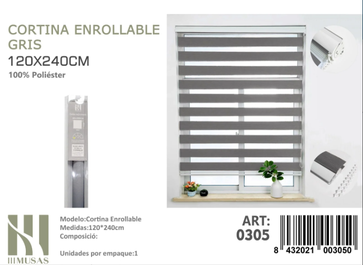 CORTINA ROLLER DUO LISA 120CM X 240CM - 1