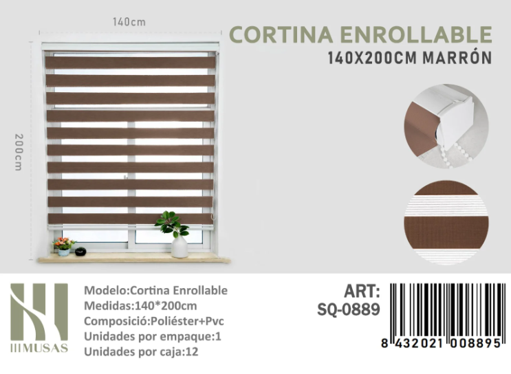 CORTINA ROLLER DUO LISA 140CM X 200CM - 1