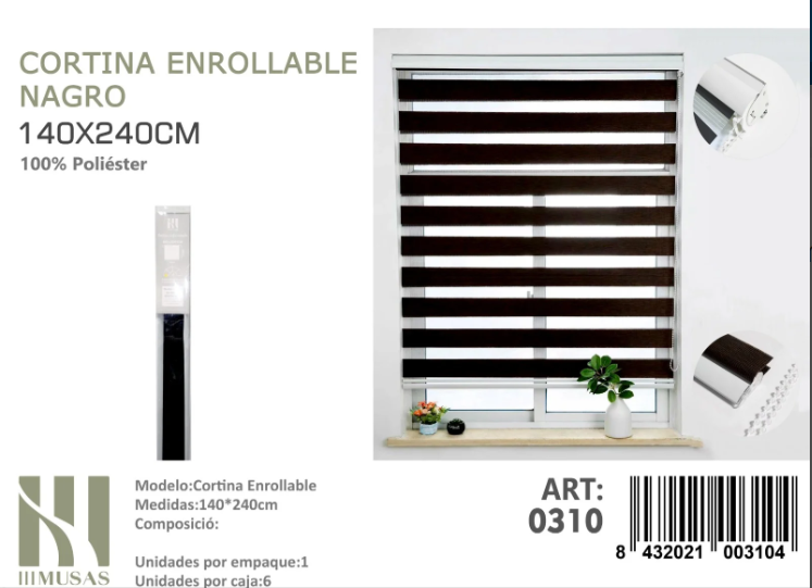 CORTINA ROLLER DUO LISA 140CM X 240CM - 1
