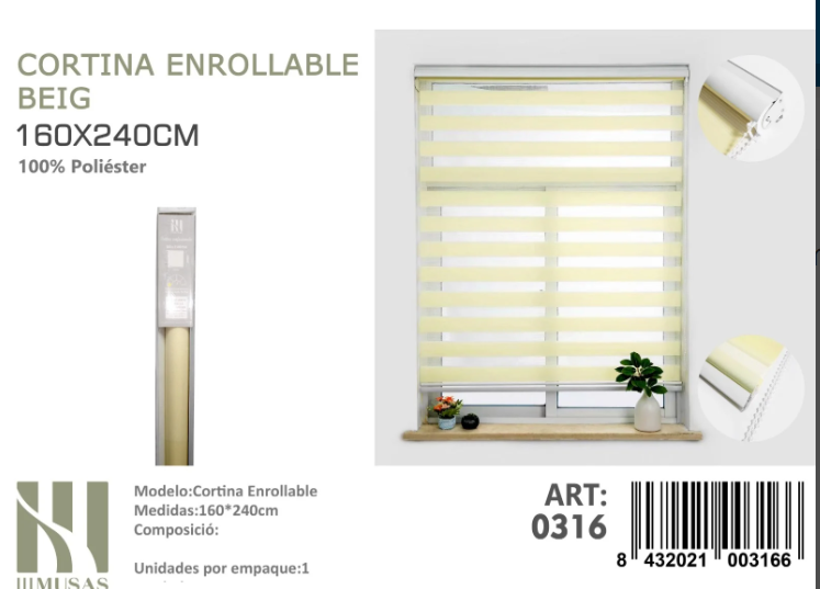 CORTINA ROLLER DUO LISA 160CM X 240CM - 1