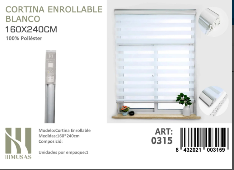 CORTINA ROLLER DUO LISA 160CM X 240CM - 1