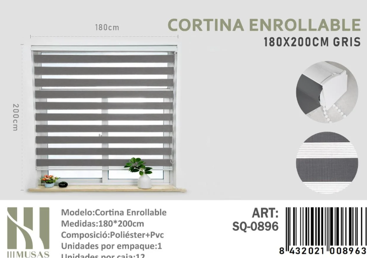 CORTINA ROLLER DUO LISA 180CM X 200CM - 1