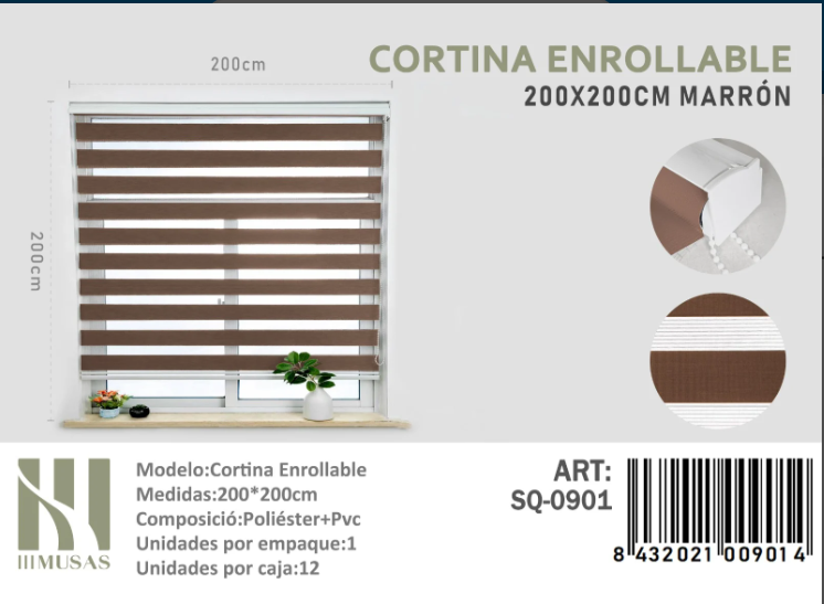 CORTINA ROLLER DUO LISA 200CM X 200CM - 1