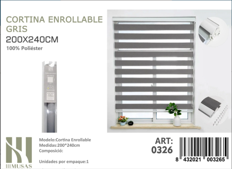 CORTINA ROLLER DUO LISA 200CM X 240CM - 1