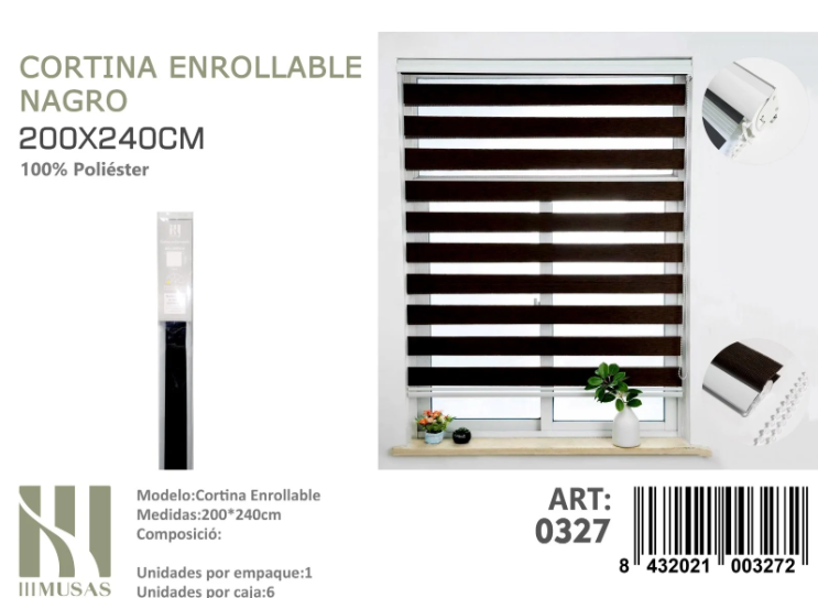 CORTINA ROLLER DUO LISA 200CM X 240CM - 1