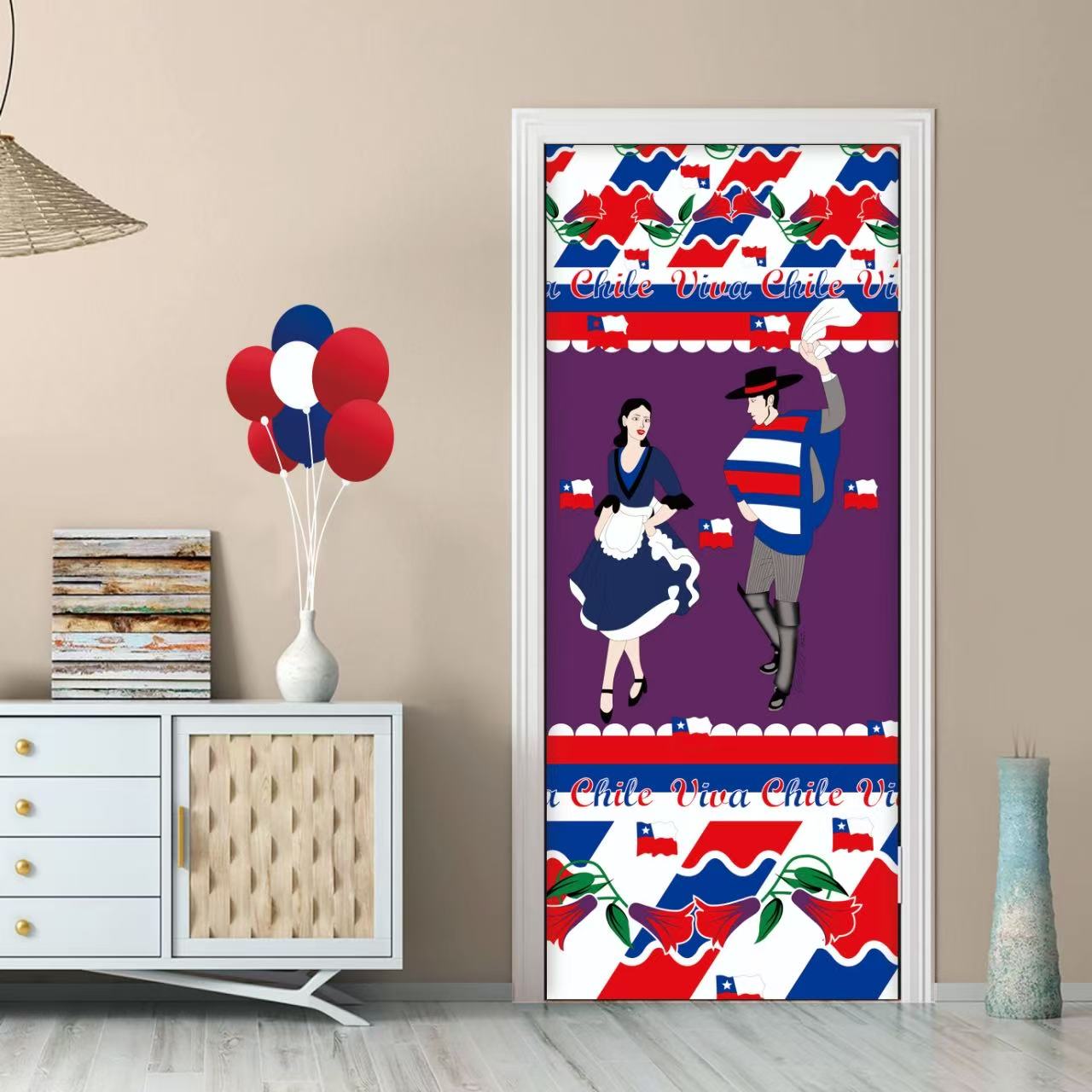 FUNDA DECORATIVA PARA PUERTA DISEÑO FECHAS PATRIAS - 1
